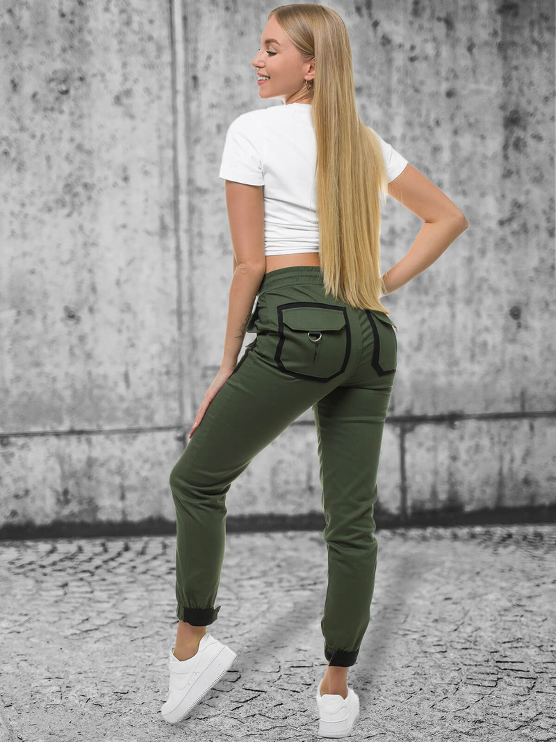 Spodnie damskie chino joggery khaki OZONEE O/8051
