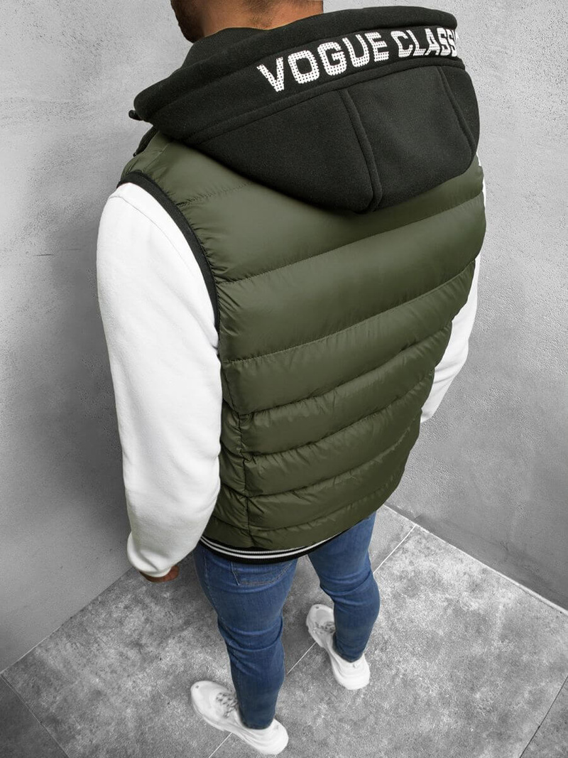 Kamizelka męska pikowana z kapturem zielona OZONEE N/6879