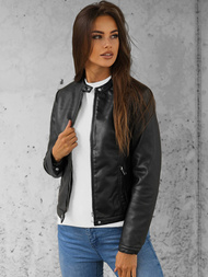 Жіноча шкіряна куртка Чорна OZONEE JS/11Z8008Z