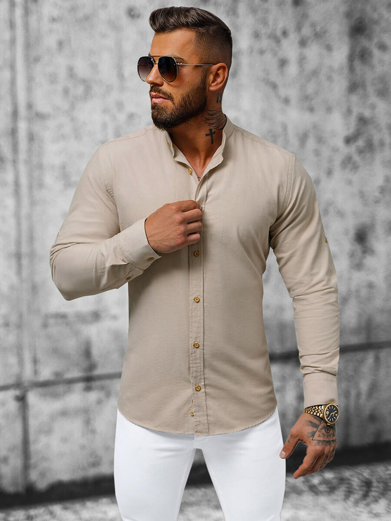 Класична сорочка чоловіча Яскраво-Бежева OZONEE O/V38