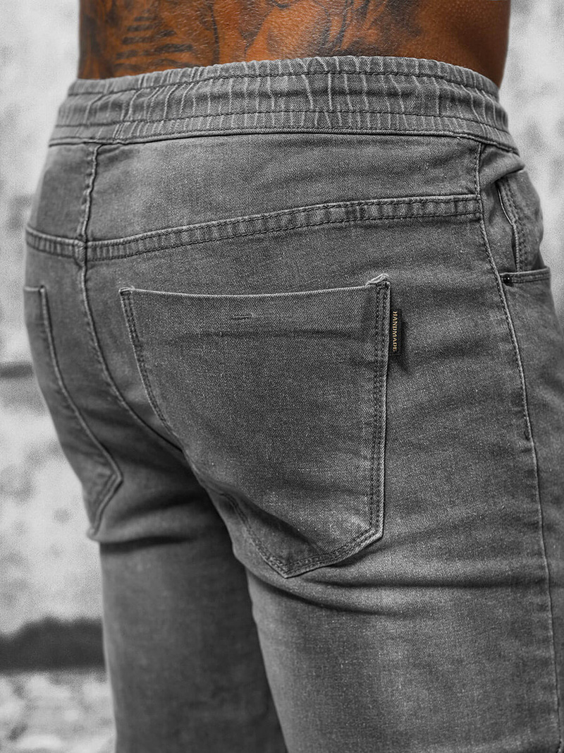 Spodnie jeansowe joggery męskie grafitowe OZONEE NB/MP0275GC