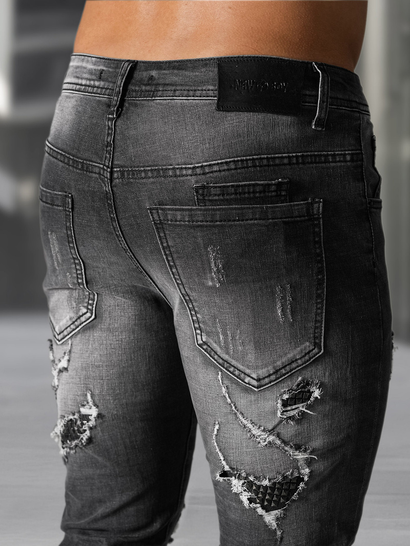 Spodnie jeansowe męskie slim fit czarne OZONEE NB/MP0152NZ