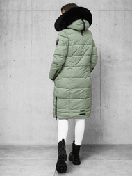 Kurtka zimowa damska długa pikowana miętowa OZONEE O/W377