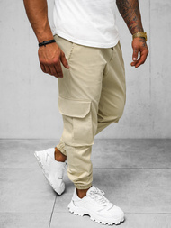 Spodnie męskie joggery beżowe OZONEE O/G3006Z