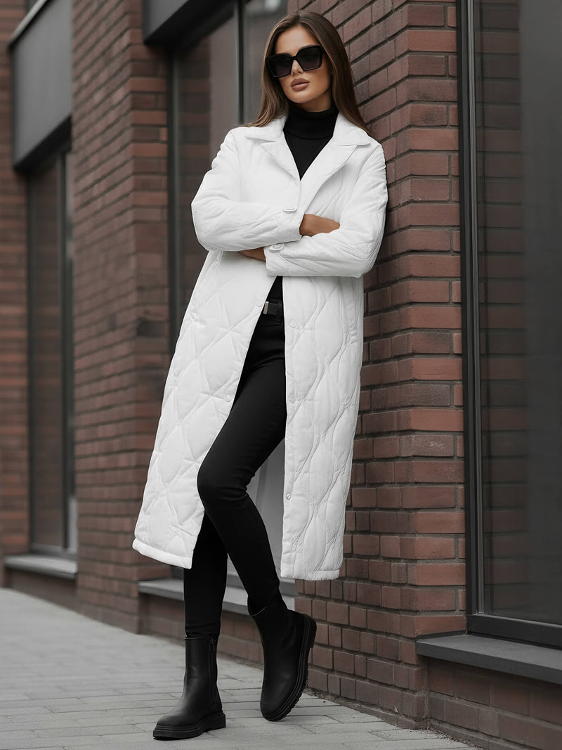 Płaszcz zimowy damski pikowany biały OZONEE JS/5M3177/281Z