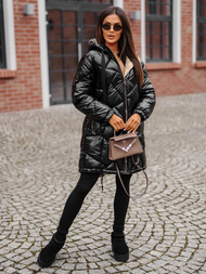 Kurtka zimowa damska długa czarna OZONEE JS/5M3189/392Z