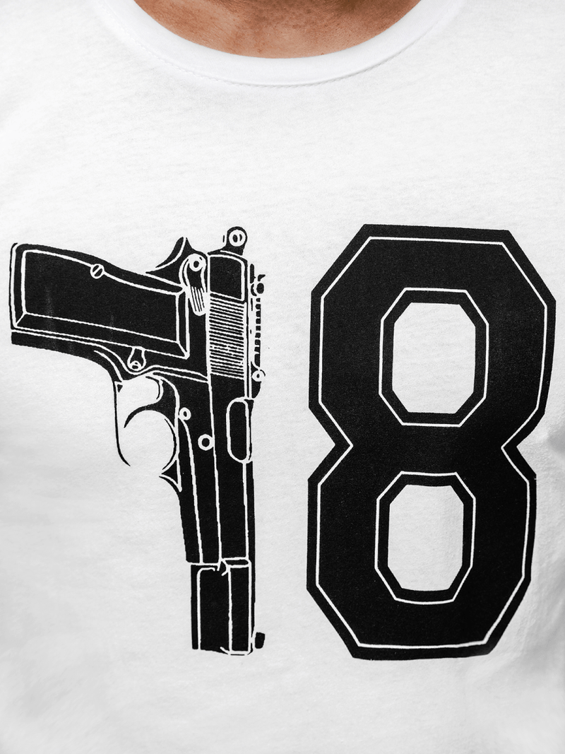 T-Shirt męski z nadrukiem biały OZONEE O/1174Z