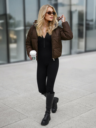 Kurtka zimowa damska pikowana czekoladowa OZONEE JS/16M9187/158