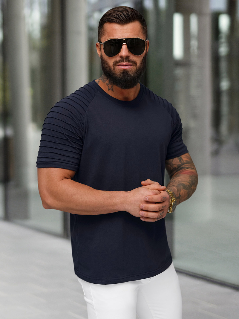 T-shirt męski granatowy OZONEE JS/8T88/25Z