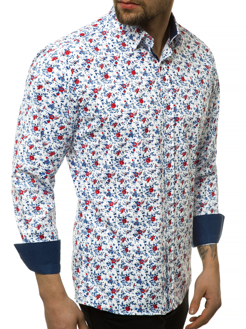 Koszula męska w kwiaty OZONEE EP/K01Z