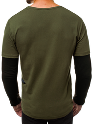 Футболка з довгим рукавом чоловіча Зелена OZONEE O/1292Z 