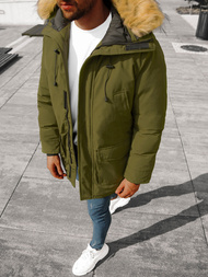 Kurtka zimowa męska parka z futerkiem zielona OZONEE JB/JP1173/8Z