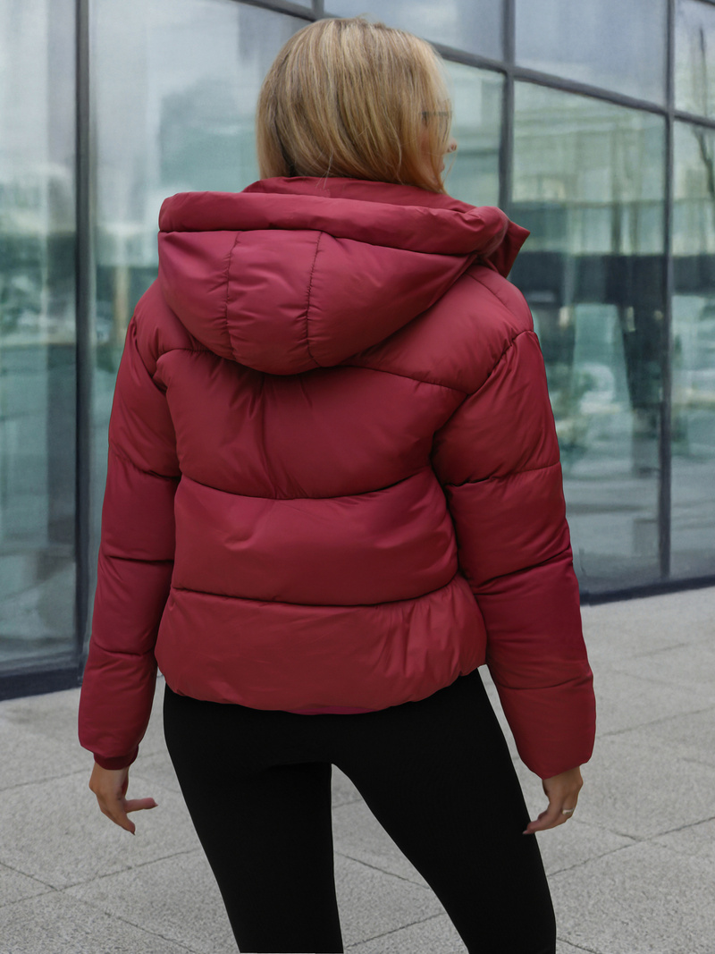 Kurtka zimowa damska pikowana bordowa OZONEE JS/16M9188/06Z
