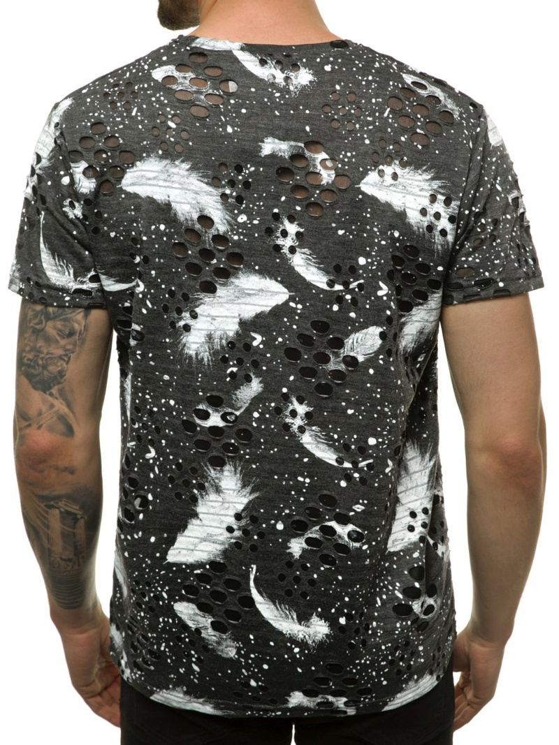 T-Shirt męski grafitowy OZONEE JS/KS2111