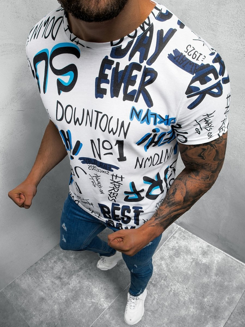 Футболка чоловіча Бiло-Синi OZONEE O/BL67Z