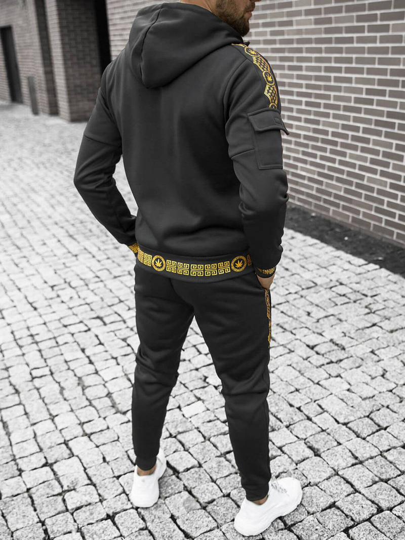 Komplet dresowy męski czarno-złoty OZONEE O/HM500
