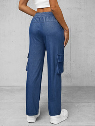 Spodnie damskie z szeroką nogawką ciemno-niebieskie OZONEE O/HGM6610