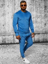 Komplet dresowy męski welurowy niebieski OZONEE JS/8C1167/17