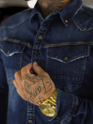 Чоловіча джинсова сорочка cиня OZONEE O/51412