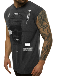 T-Shirt bez rękawów męski grafitowo-biały OZONEE MACH/M1212