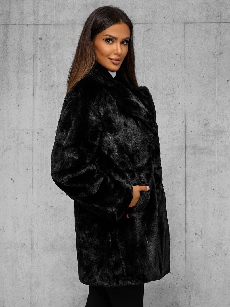 Kurtka zimowa damska z futerkiem czarna OZONEE JS/11Z8168Z