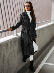 Płaszcz damski skórzany czarny OZONEE JS/11Z8100