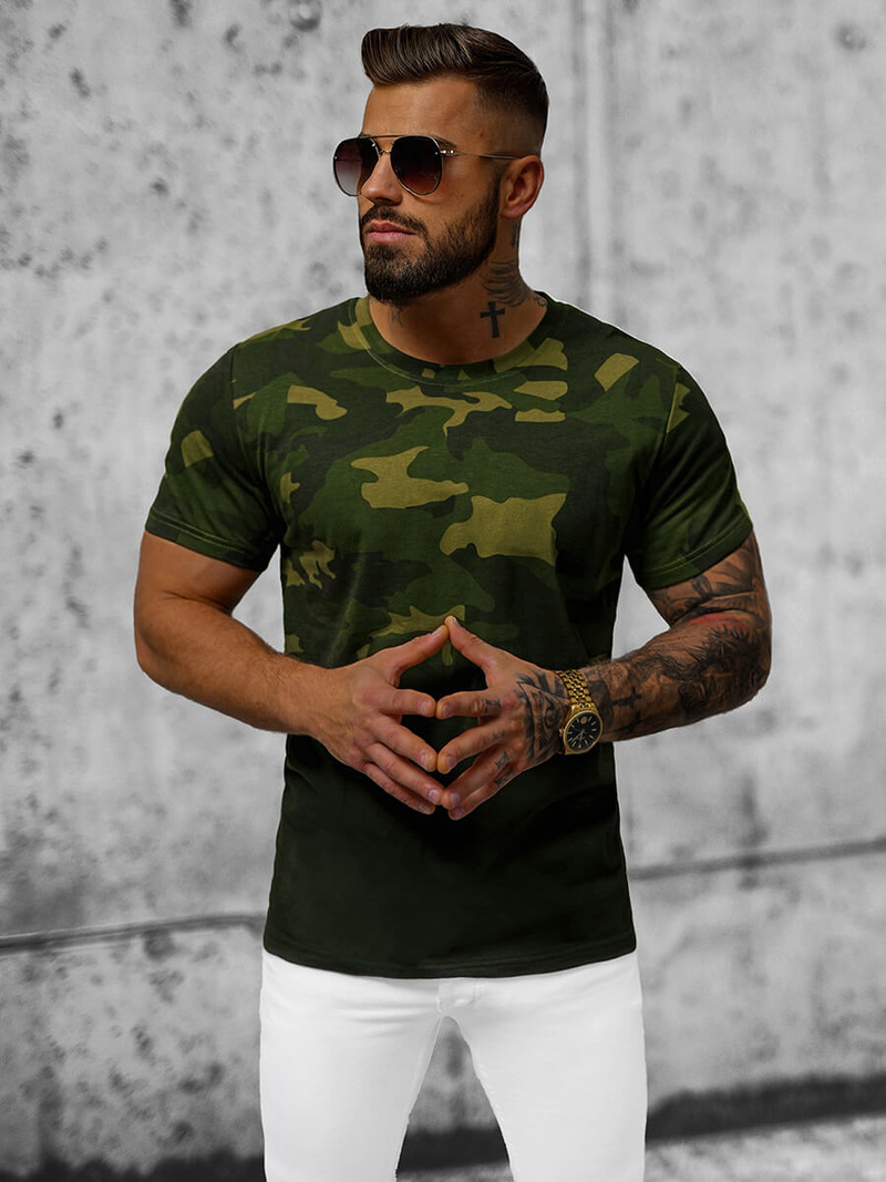 T-shirt męski zielony OZONEE JS/8T86/29Z