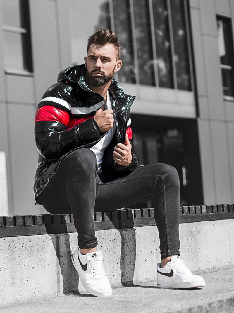 Kurtka zimowa męska pikowana czarna OZONEE N/6463