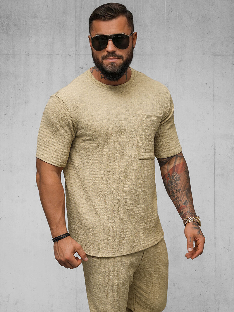 T-shirt męski camelowy OZONEE O/Y960T