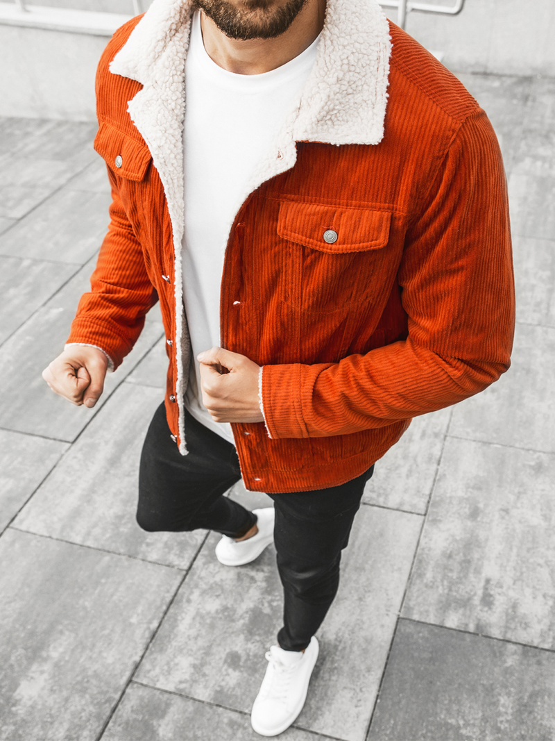 Kurtka męska jeans pomarańczowa OZONEE JB/JP1179/3Z