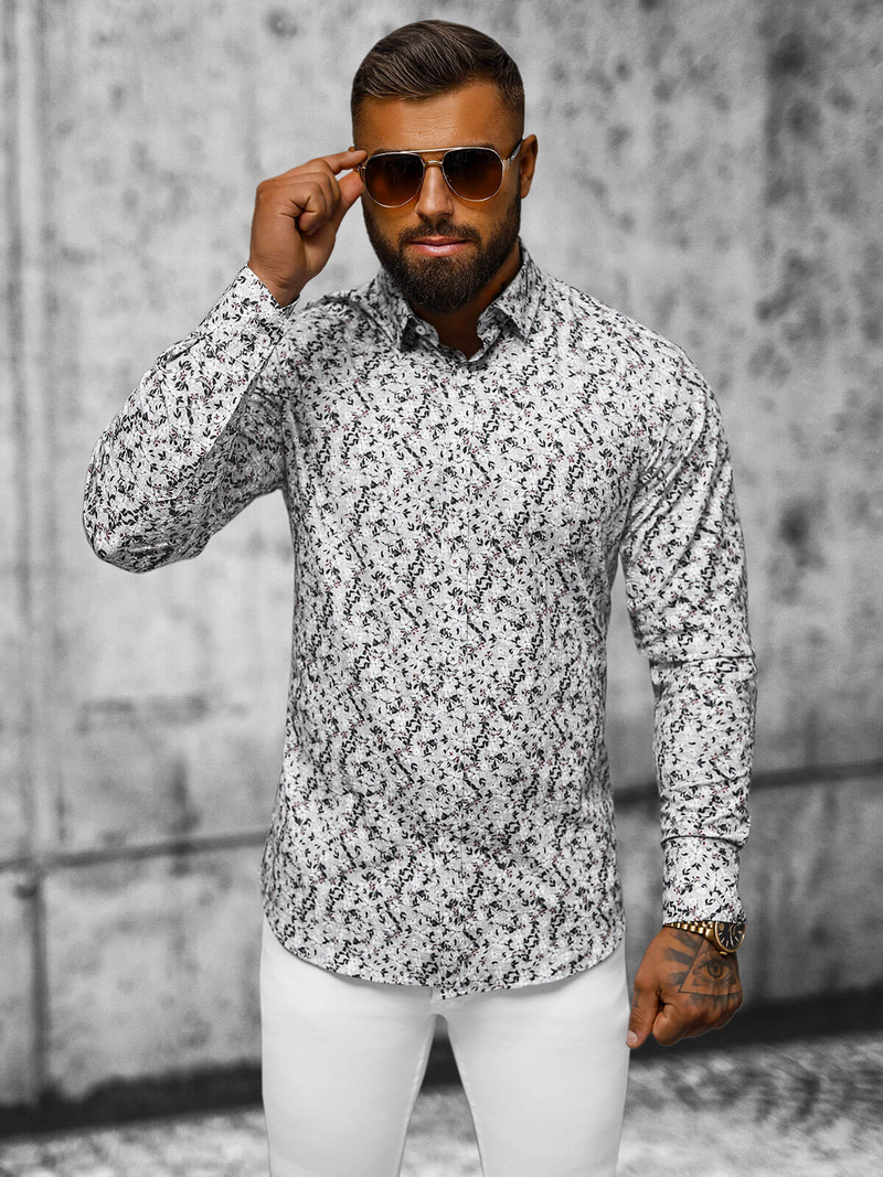 Koszula męska szara OZONEE O/V63