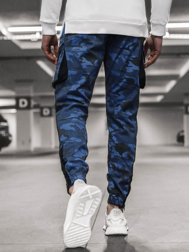 Spodnie męskie joggery granatowe-moro OZONEE A/705