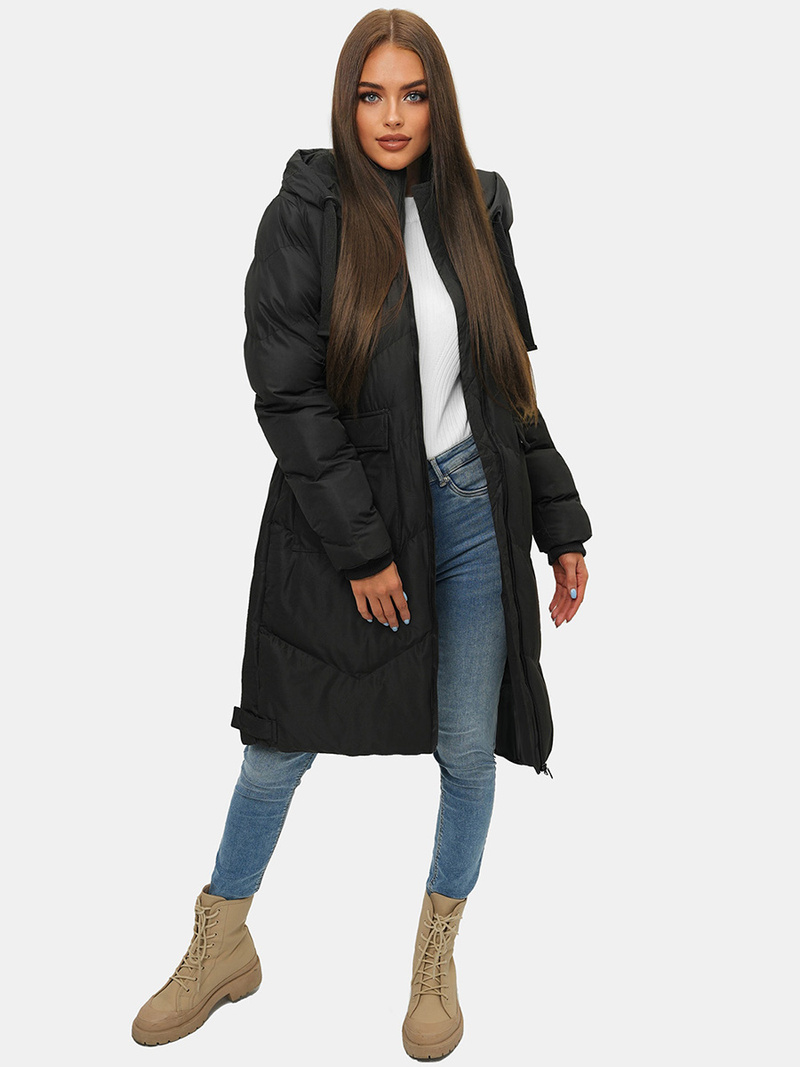 Płaszcz zimowy damski czarny OZONEE JS/M735/392