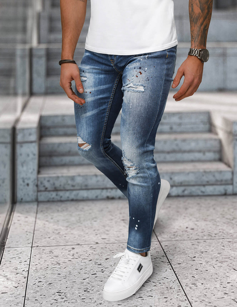 Spodnie jeansowe męskie ciemno-niebieskie OZONEE NB/MP0170BS