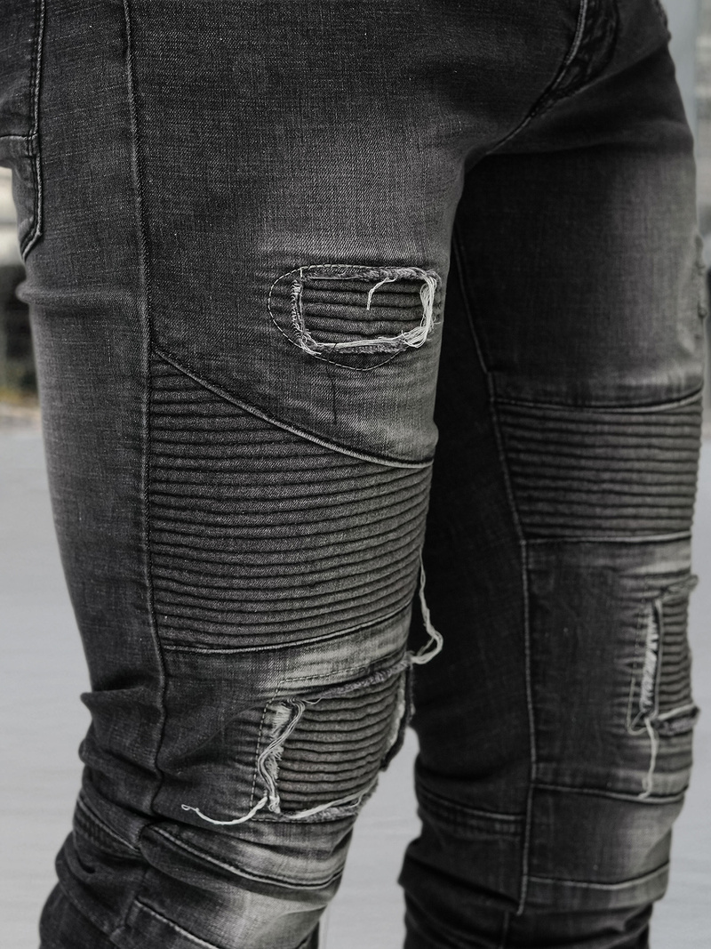 Spodnie jeansowe męskie slim fit czarne OZONEE NB/MP0142NZ