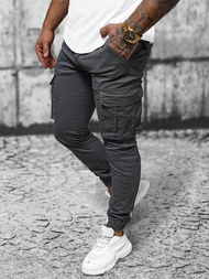 Spodnie męskie chino joggery grafitowe OZONEE NB/MP0202GS