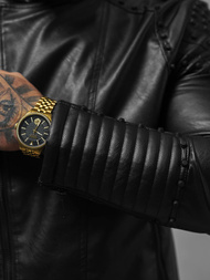 Kurtka skórzana męska czarna OZONEE O/8901