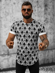 T-Shirt męski czarno-biały OZONEE O/P1048