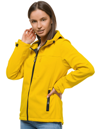 Kurtka softshell damska z kapturem żółta OZONEE JS/KSW6007