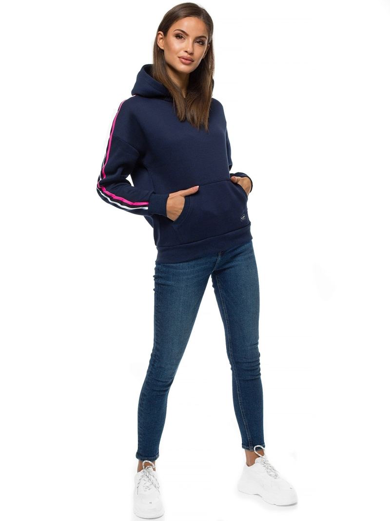 Bluza z kapturem damska granatowa OZONEE JS/B26015
