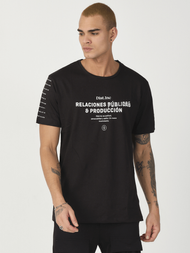 T-Shirt męski z nadrukiem czarny OZONEE MR/21516