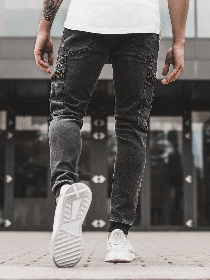 Spodnie jeansowe joggery męskie czarne OZONEE G/1081