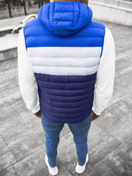 Kamizelka męska pikowana z kapturem granatowo-niebieska OZONEE JS/M13075/215Z