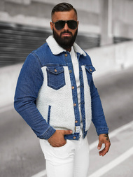 Kurtka męska jeansowa sherpa niebieska OZONEE NB/MJ533BZ