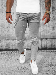 Spodnie jeansowe męskie szare OZONEE O/273SPZ