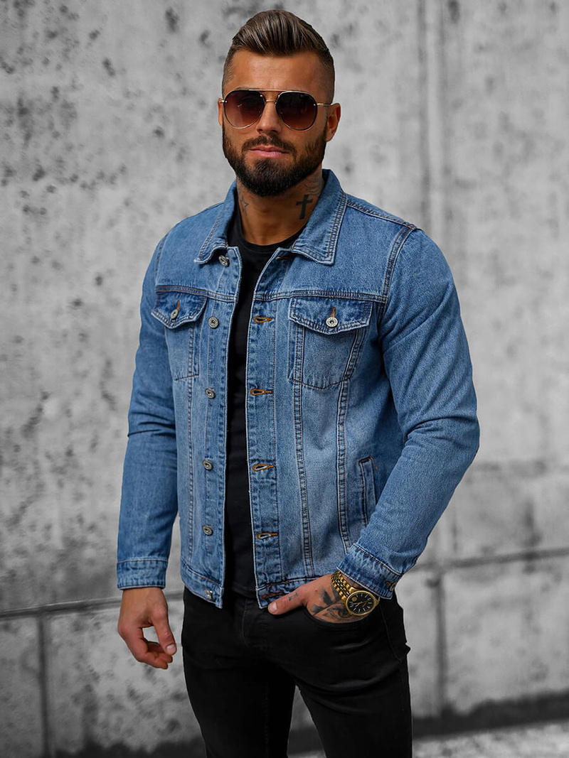 Kurtka męska jeansowa niebieska OZONEE T/7518Z