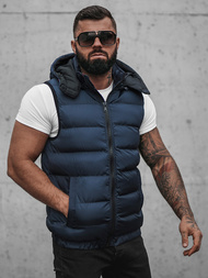 Kamizelka męska pikowana z kapturem granatowa OZONEE N/7129Z