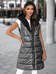 Стьобаний жіночий жилет графіт OZONEE JS/16M9117/105