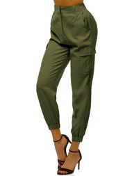 Spodnie damskie joggersy khaki OZONEE O/HM005