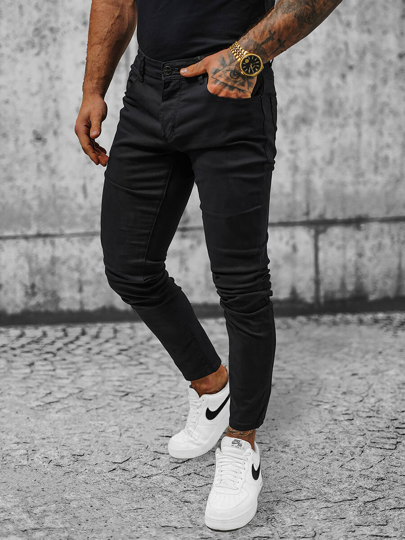 Spodnie męskie chino czarne OZONEE NB/MP0160N